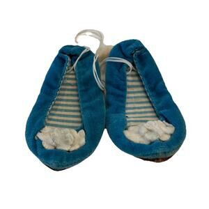 Chatty Cathy Blue Velveteen Doll SHOES w/Bows 1960s Vintage Mattel